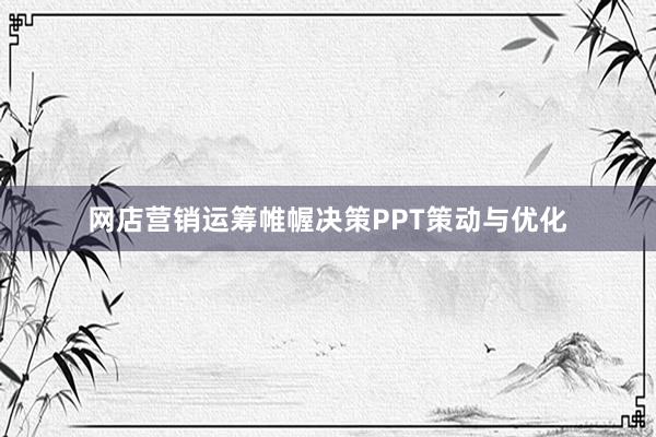 网店营销运筹帷幄决策PPT策动与优化